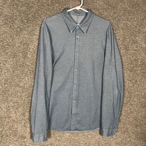 Lululemon Button Up Shirt Mens Size L? Blue Stretch Athleisure Workwear Career